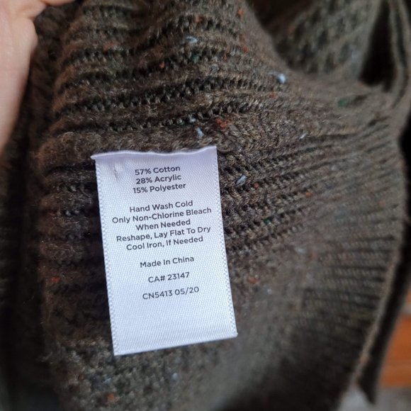 NWOT Olive Green Talbots Mock Neck Speckled Sweater, Size Small - Picture 3 of 4